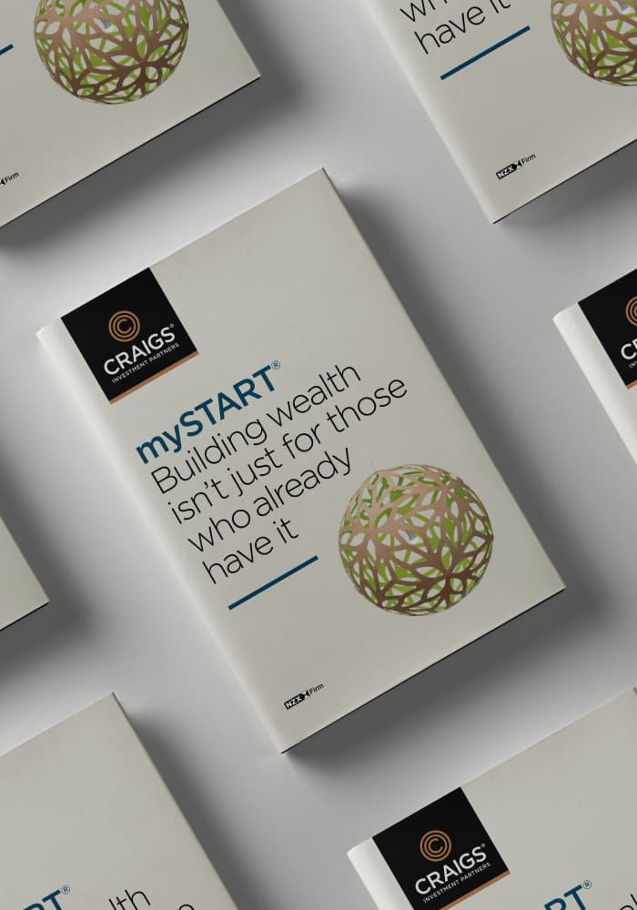 A cover of a brochure for building wealth.